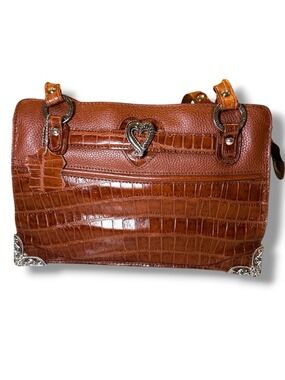 Marc Chantal Vintage Western Shoulder Bag Cognac Leather Heart Charm